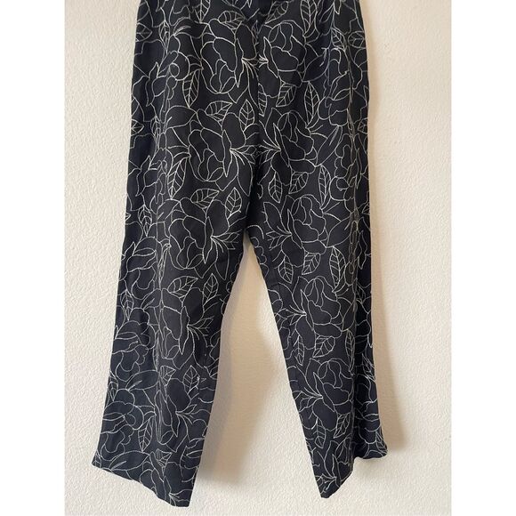 Vintage 90s mom full embroidered linen blend cropped pants size 6 - Picture 2 of 9